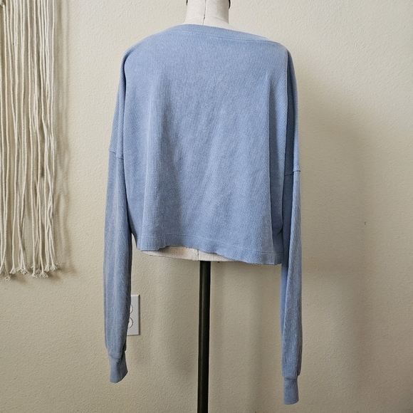 Aeropostale Long Sleeve Waffle-Knit Cropped Sleep Henley M - Picture 5 of 11